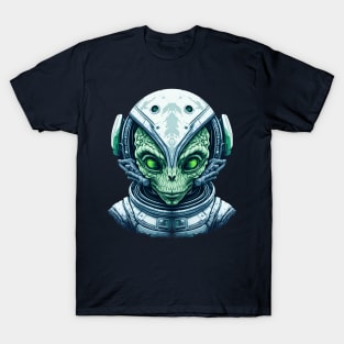 Alien Pilot  - Green Alien Head with Helmet T-Shirt